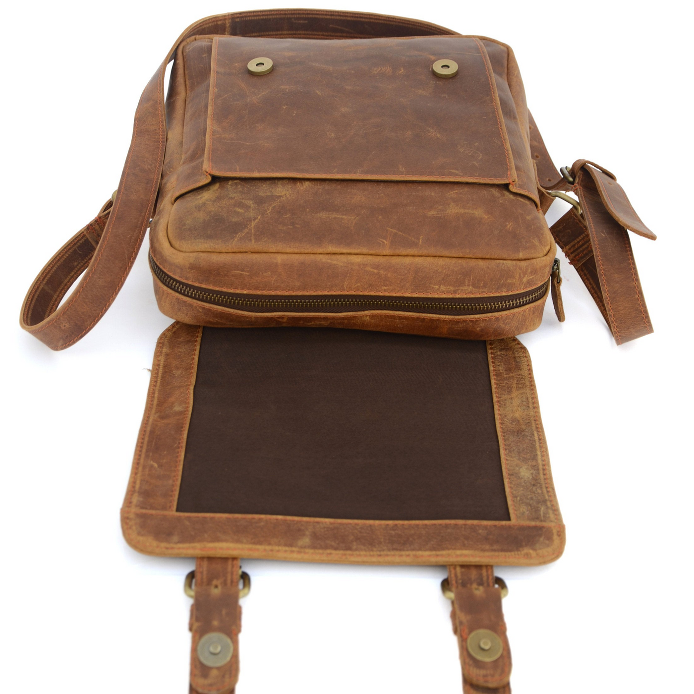 Sac bandoulière vintage en cuir marron