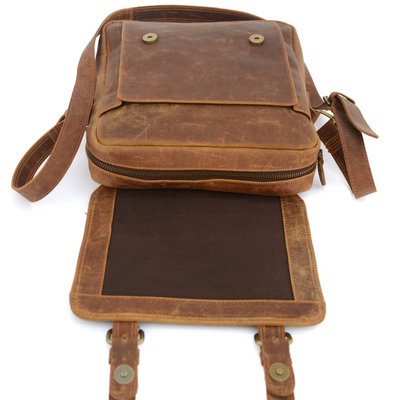 Sac bandoulière vintage en cuir marron