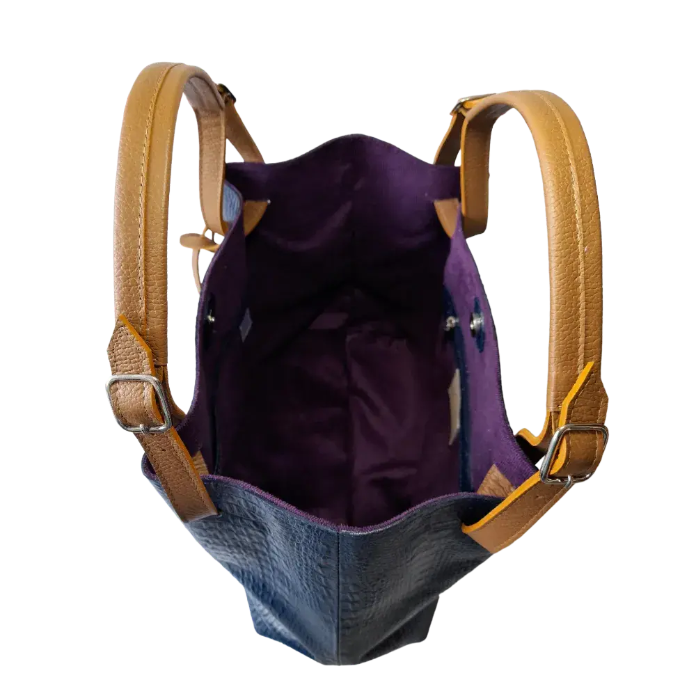 Sac à main en cuir bleu foncé Adelle Reptile pour femme