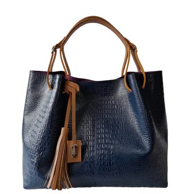 Sac à main en cuir bleu foncé Adelle Reptile pour femme