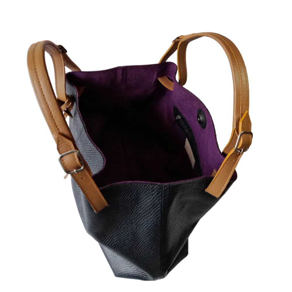 Sac à main Adelle Reptile en cuir noir pour femme