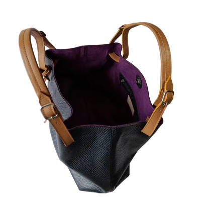 Sac à main Adelle Reptile en cuir noir pour femme