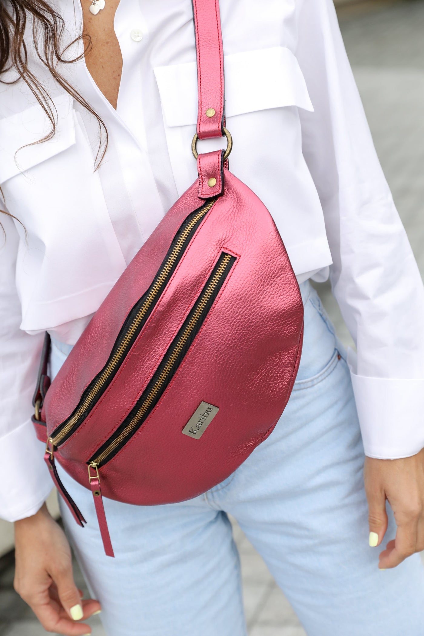 Grande banane rose métallisé