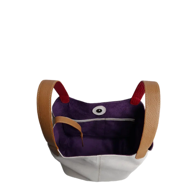 Sac en cuir pour femme Eva en cuir zèbre et talc