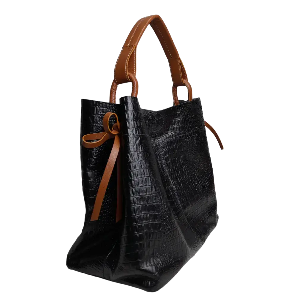 Sac à main en cuir noir pour femme Aubrey Reptil