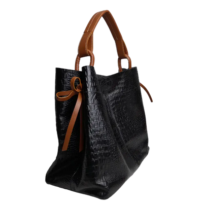Sac à main en cuir noir pour femme Aubrey Reptil