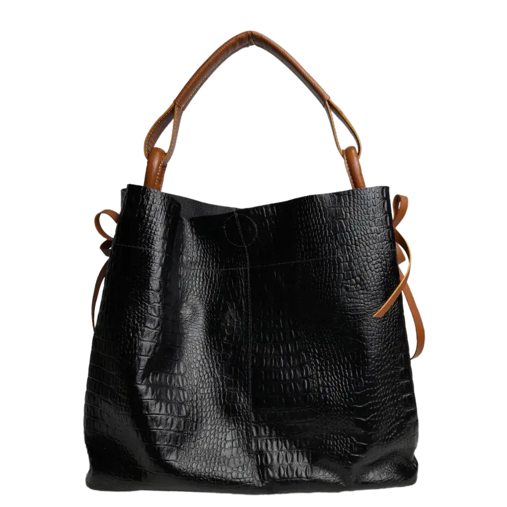 Sac à main en cuir noir pour femme Aubrey Reptil