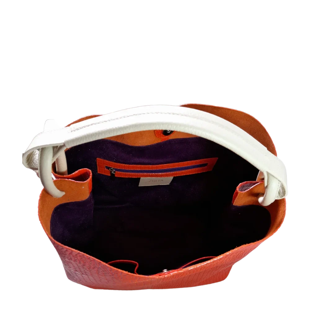 Sac à main en cuir orange reptile pour femme Aubrey