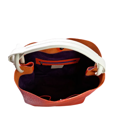 Sac à main en cuir orange reptile pour femme Aubrey