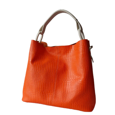 Sac à main en cuir orange reptile pour femme Aubrey