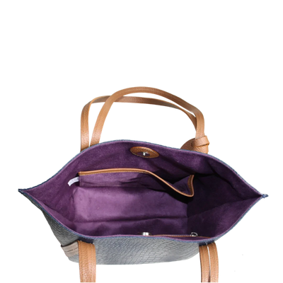 Sac à main Eleonora pour femme, en cuir bleu foncé façon reptile.