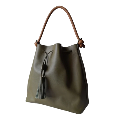 Sac à main en cuir vert olive pour femme