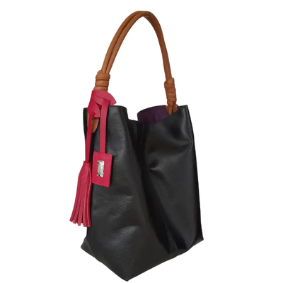 Sac à main en cuir noir pour femme Leah