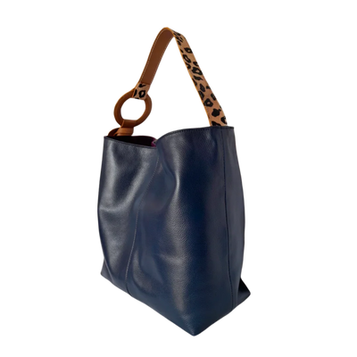 Sac Nora en cuir bleu foncé pour femme