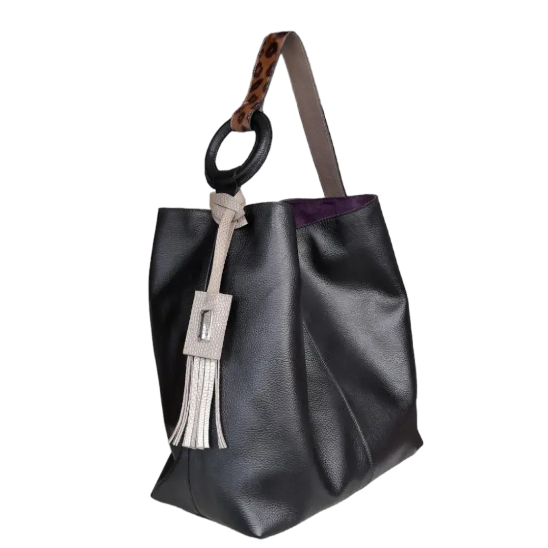Sac Nora en cuir noir pour femme