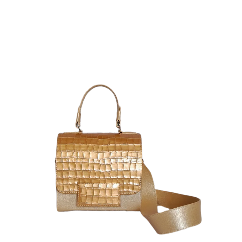 Sac à main en cuir blanc et or pour femme Elizabeth Coquito