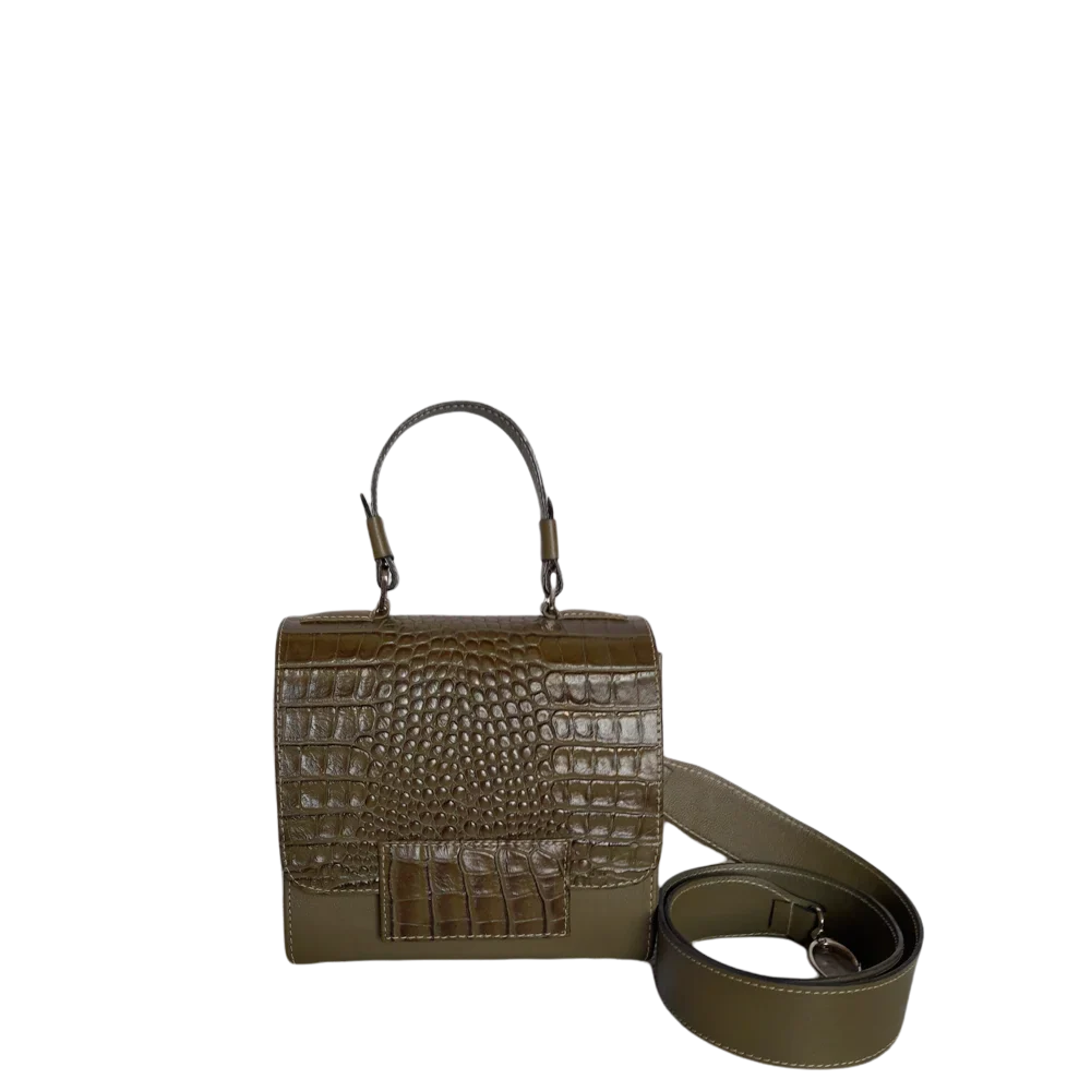 Sac à main en cuir vert olive pour femme Elizabeth Glavial