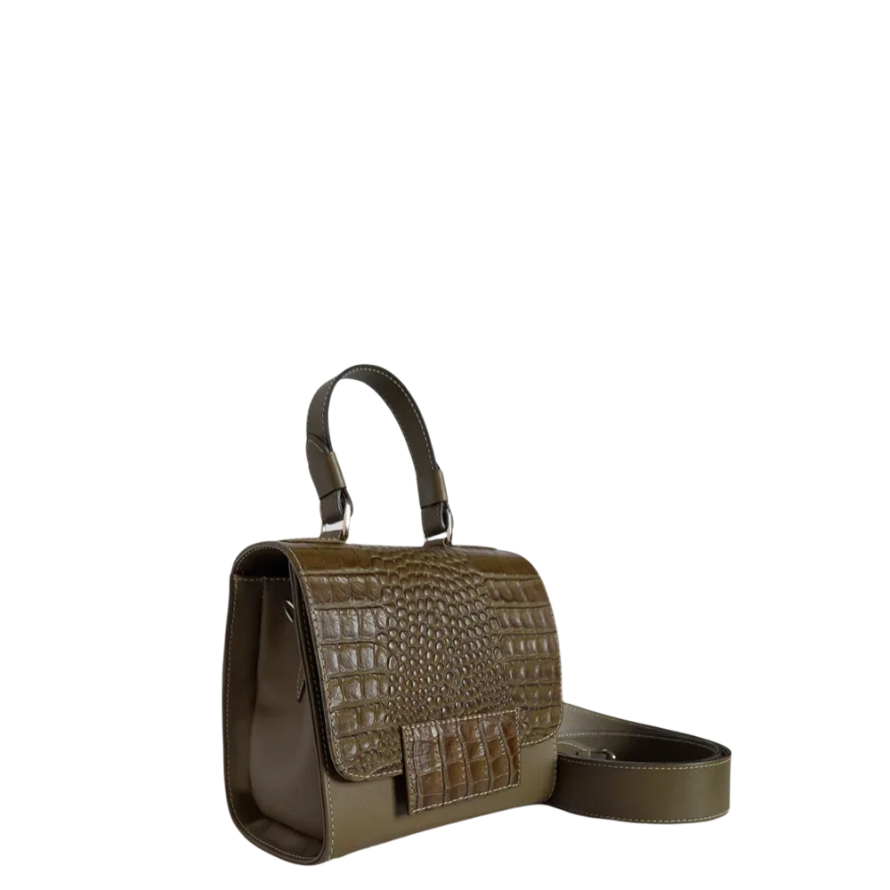 Sac à main en cuir vert olive pour femme Elizabeth Glavial