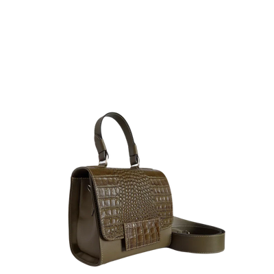 Sac à main en cuir vert olive pour femme Elizabeth Glavial