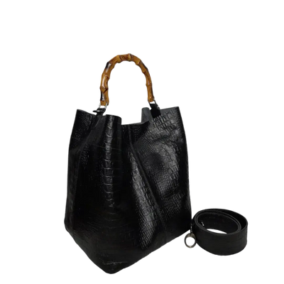 Sac à main Claire pour femme en cuir de reptile noir