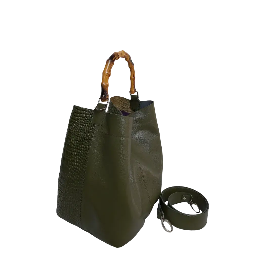 Sac en cuir pour femme Claire Glavial, couleur vert olive