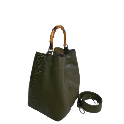 Sac en cuir pour femme Claire Glavial, couleur vert olive