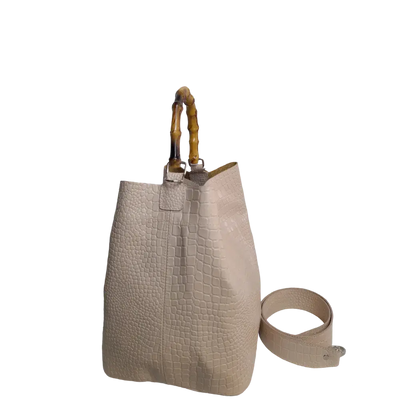 Sac en cuir Claire pour femme, couleur reptile nude