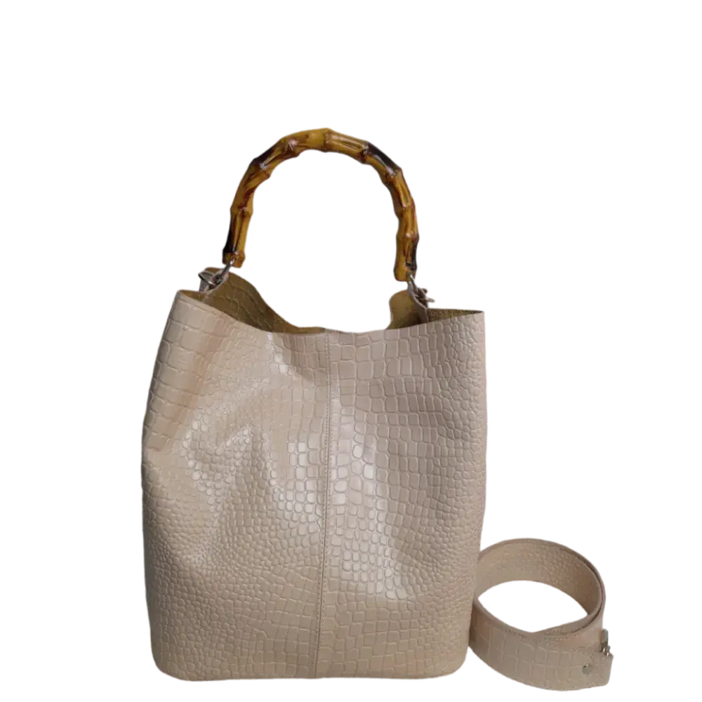 Sac en cuir Claire pour femme, couleur reptile nude