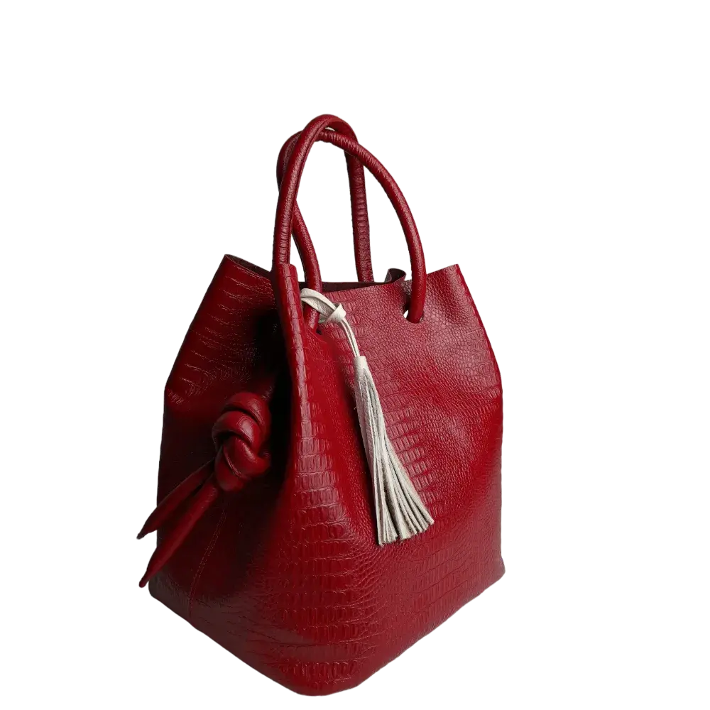 Sac en cuir rouge pour femme Brigitte Reptil