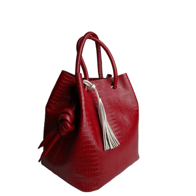 Sac en cuir rouge pour femme Brigitte Reptil