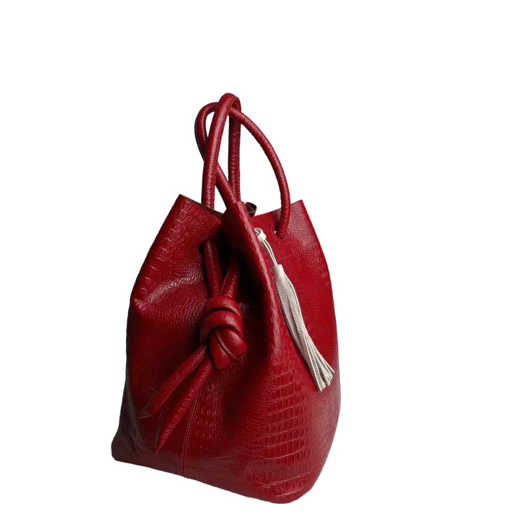 Sac en cuir rouge pour femme Brigitte Reptil