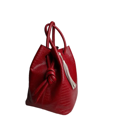 Sac en cuir rouge pour femme Brigitte Reptil