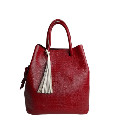 Sac en cuir rouge pour femme Brigitte Reptil