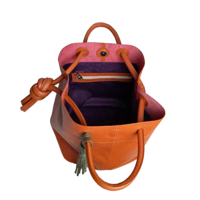 Sac en cuir orange pour femme Brigitte