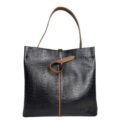 Sac Lucy Reptile en cuir noir pour femme