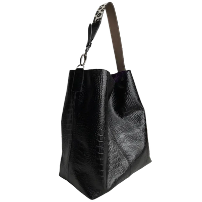 Sac à main en cuir noir Serenity Reptil pour femme