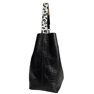 Sac à main en cuir noir Serenity Reptil pour femme