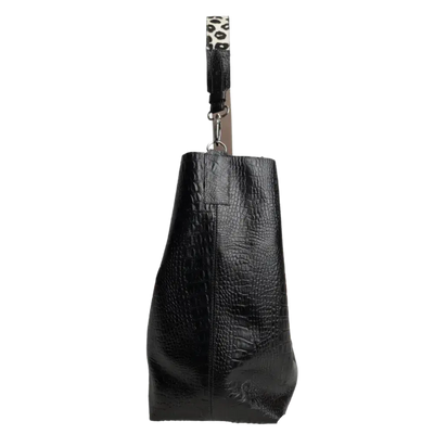 Sac à main en cuir noir Serenity Reptil pour femme