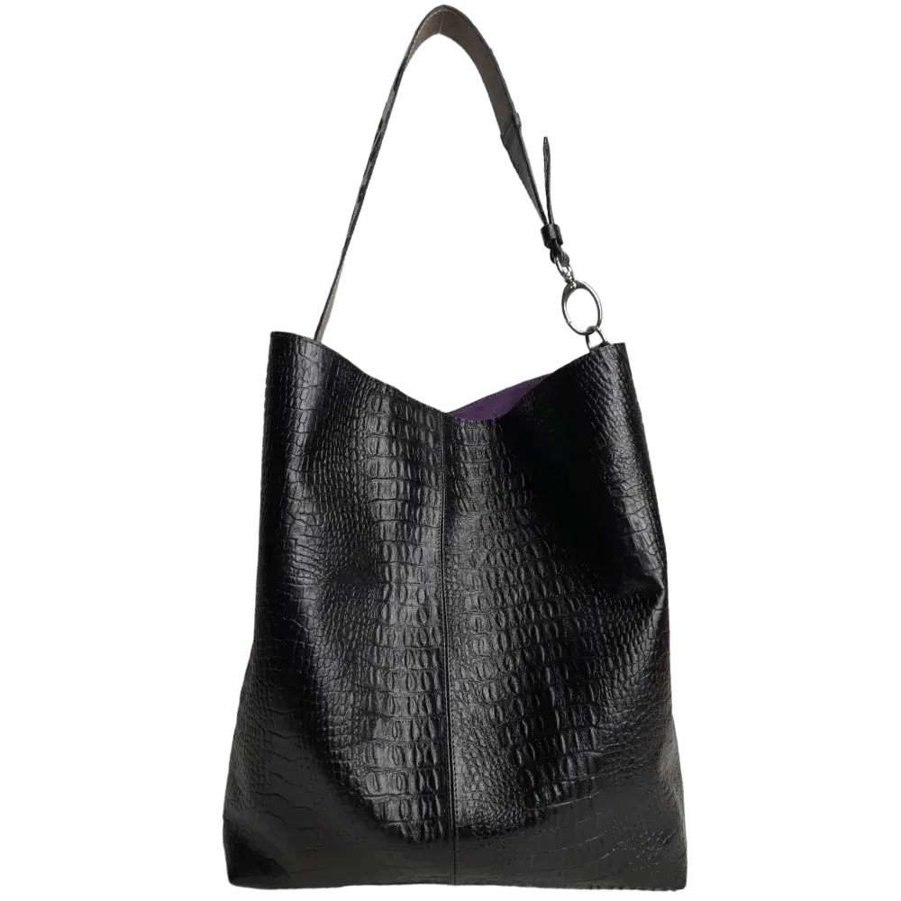 Sac à main en cuir noir Serenity Reptil pour femme