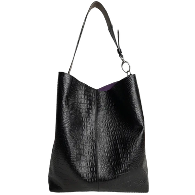 Sac à main en cuir noir Serenity Reptil pour femme