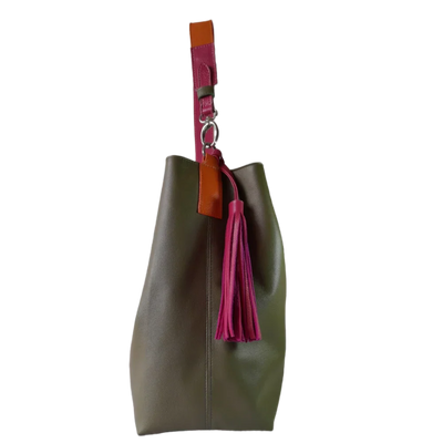 Sac à main en cuir vert olive Serenity pour femme