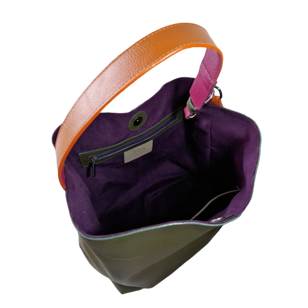 Sac à main en cuir vert olive Serenity pour femme