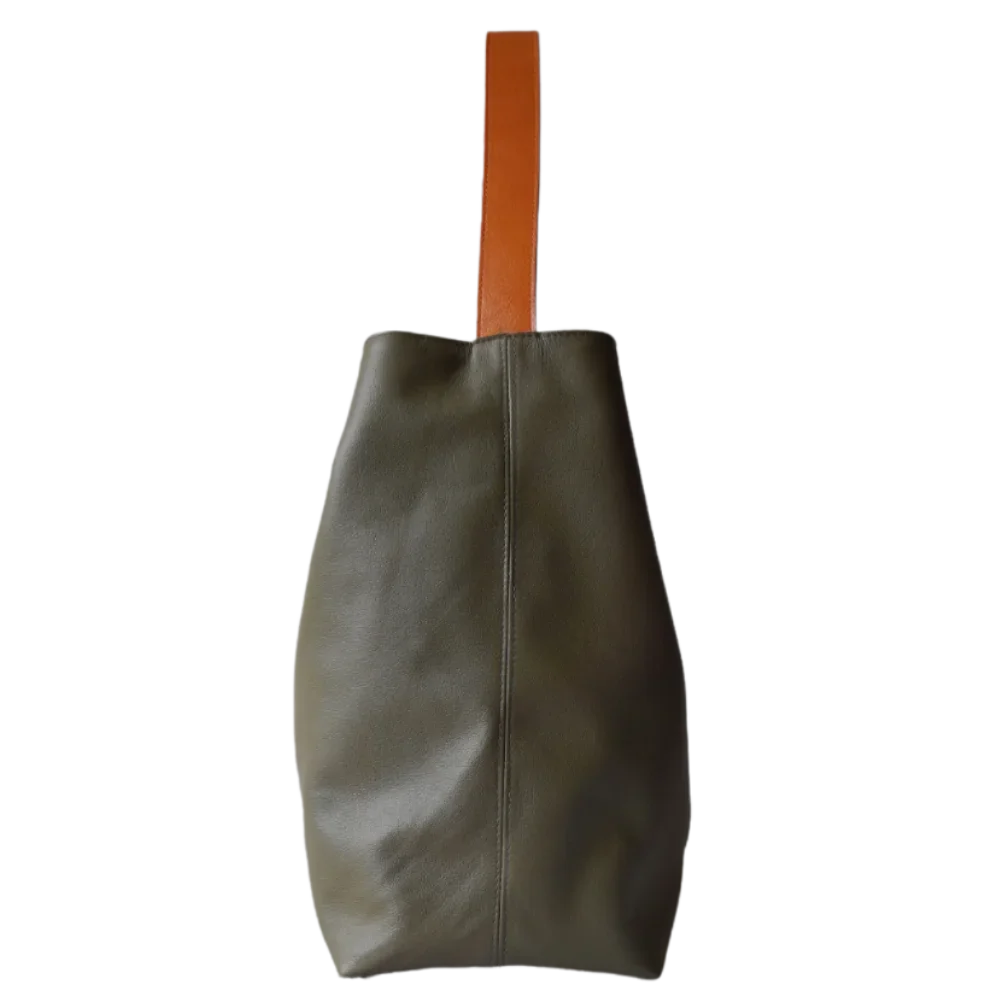 Sac à main en cuir vert olive Serenity pour femme
