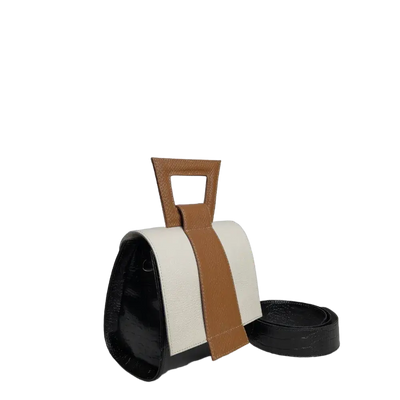 Sac à main Clara Reptil en cuir noir pour femme, avec poudre de talc