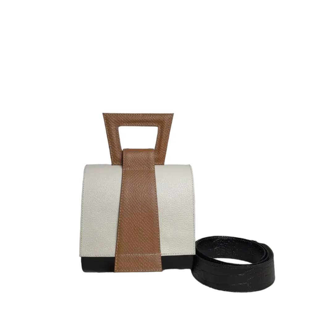 Sac à main Clara Reptil en cuir noir pour femme, avec poudre de talc