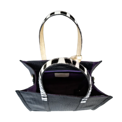 Sac à main Greta Reptile en cuir noir pour femme