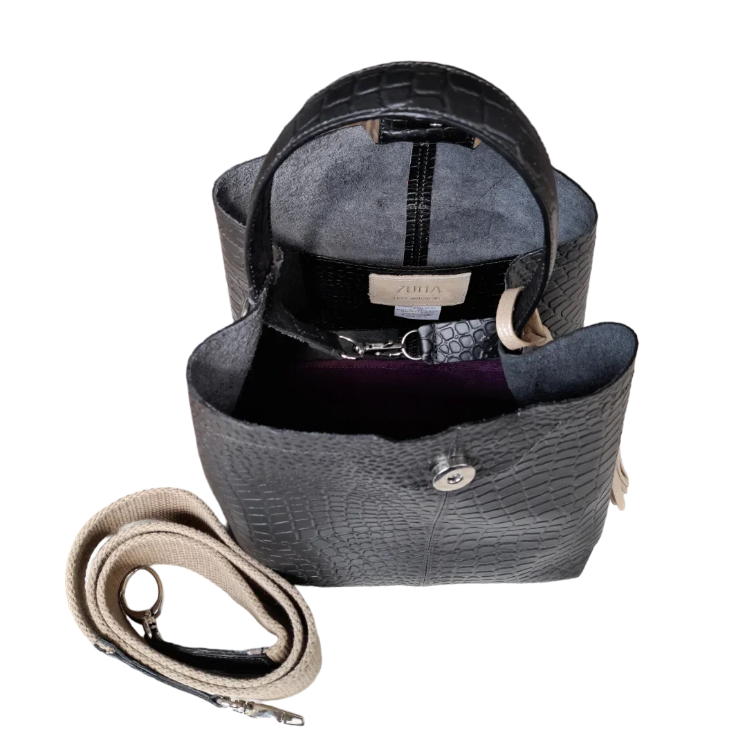 Sac Lucia petit sac en cuir pour femme, noir