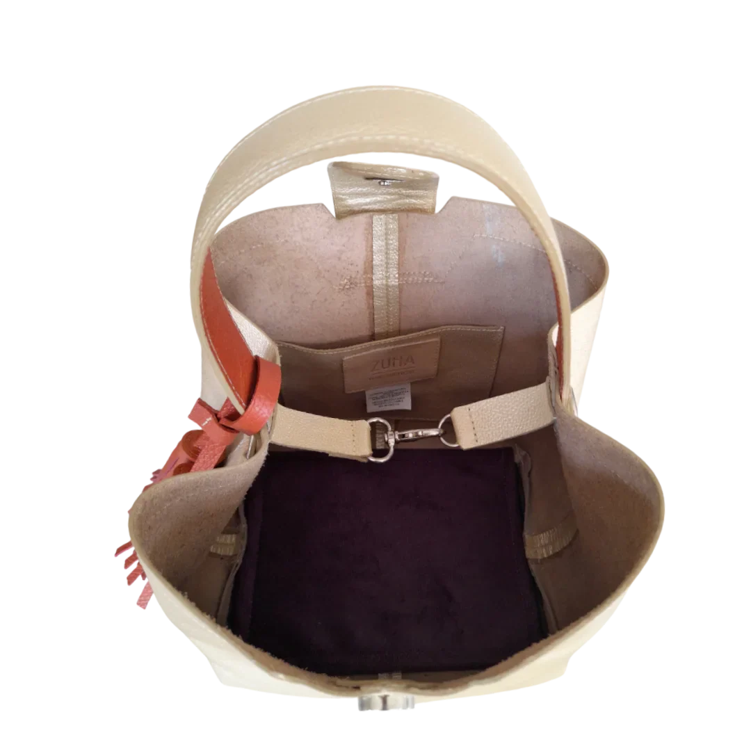 Sac Lucia en cuir doré pour femme