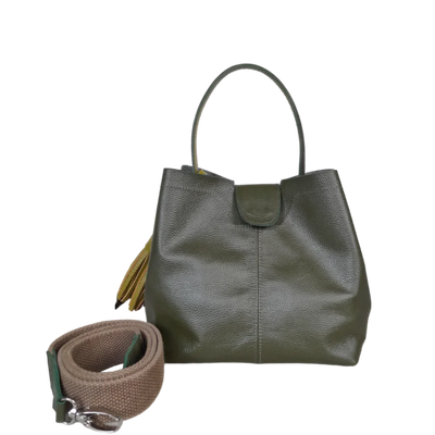 Sac Lucia petit sac en cuir pour femme, couleur vert olive