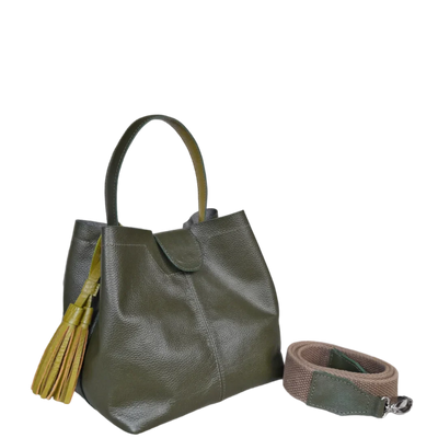 Sac Lucia petit sac en cuir pour femme, couleur vert olive